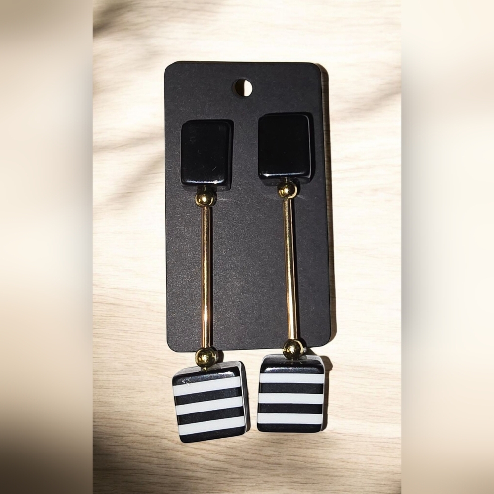 Black and Gold Dangle Earrings